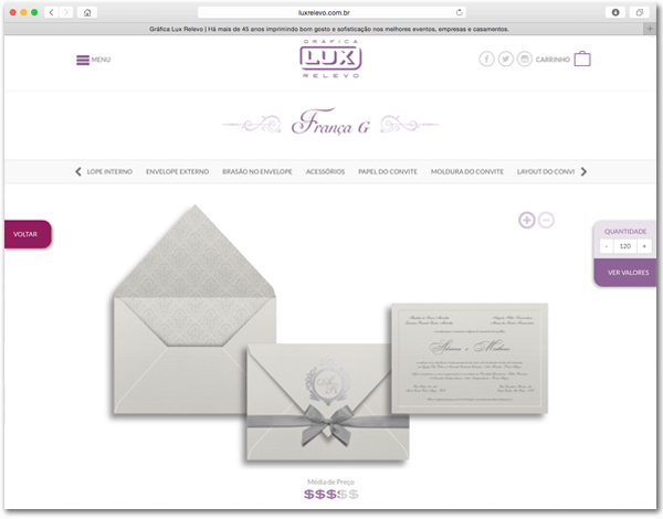 Site LUX Relevo Crie seu Convite 2017