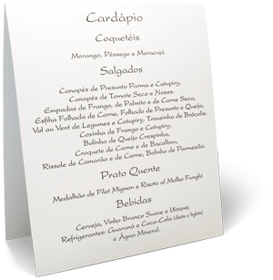 Acessório em Papelaria de Casamento Cardápio Duplo Acessório em Papelaria de Casamento Cardápio Duplo