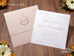 Convite de Casamento Luxo Clássico Romântico Camberra M 2019