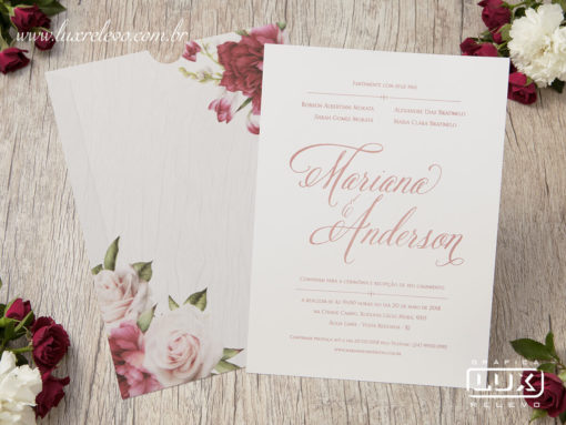 Convite de Casamento Romântico Floral Aquarela Caribe M 2019