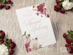 Convite de Casamento Romântico Floral Aquarela Caribe M 2019