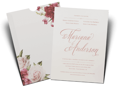 Convite de Casamento Romântico Floral Aquarela Caribe M 2019