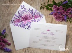 Convite de Casamento Romântico Clássico Floral Aquarela Lille G 2018
