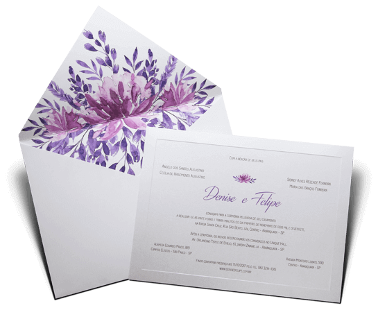 Convite de Casamento Romântico Clássico Floral Aquarela Lille G 2018