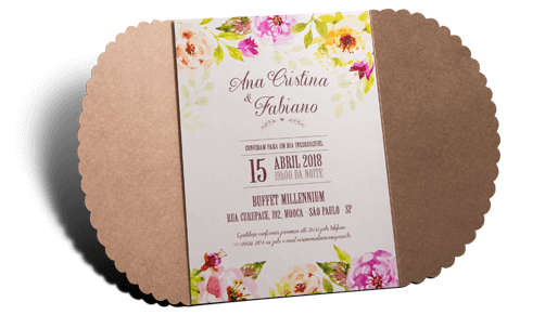 Convite de Casamento Romântico Rústico Floral Aquarela Miami P 2018