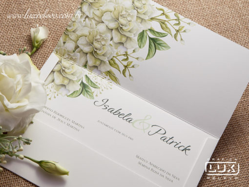 Convite de Casamento Romântico Floral Aquarela Pretória G 2018